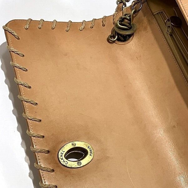Chanel CC Logo Leather Chain Shoulder Brown — view 9