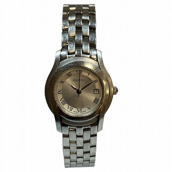 Gucci Quartz Silver Dial Date Roman Watch