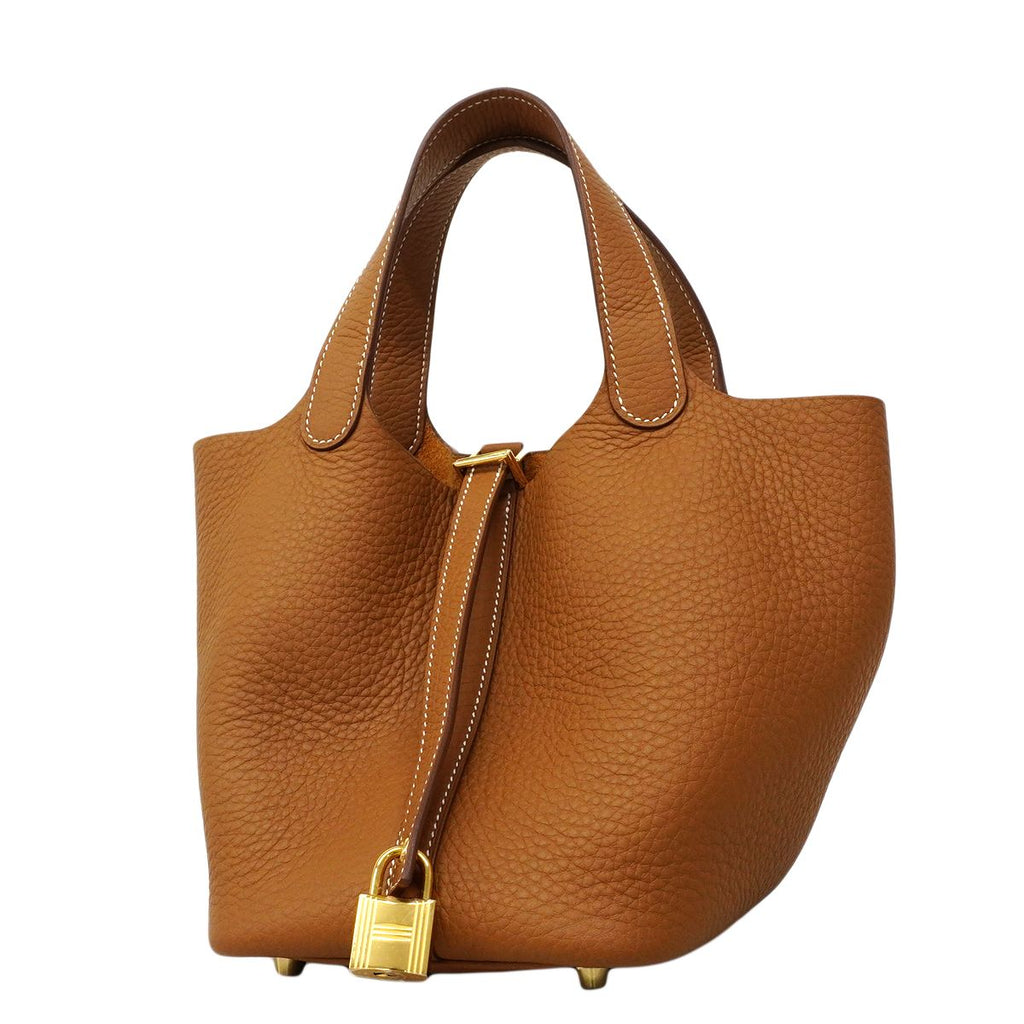 Hermes Handbag Picotin Lock PM Taurillon Clemence Gold