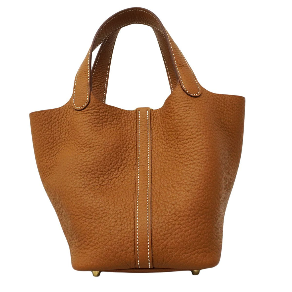 Hermes Handbag Picotin Lock PM Taurillon Clemence Gold — view 6