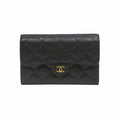 Chanel Quilted Flap Wallet Caviar Leather Trifold