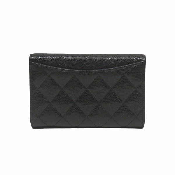 Chanel Quilted Flap Wallet Caviar Leather Trifold — view 2