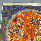 Hermes Carre 90 World Map Scarf Silk Gray Orange Multicolor — view 2