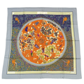 Hermes Carre 90 World Map Scarf Silk Gray Orange Multicolor