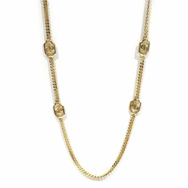 Dior Logo Motif Long Chain Gold Necklace