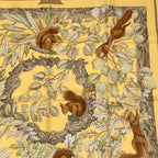 Hermes Carre 90 Casse Noisette Nutcracker Squirrel Pattern Nut Scarf Silk Yellow — view 3