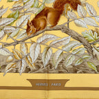 Hermes Carre 90 Casse Noisette Nutcracker Squirrel Pattern Nut Scarf Silk Yellow — view 6