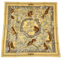 Hermes Carre 90 Casse Noisette Nutcracker Squirrel Pattern Nut Scarf Silk Yellow