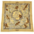 Hermes Carre 90 Casse Noisette Nutcracker Squirrel Pattern Nut Scarf Silk Yellow