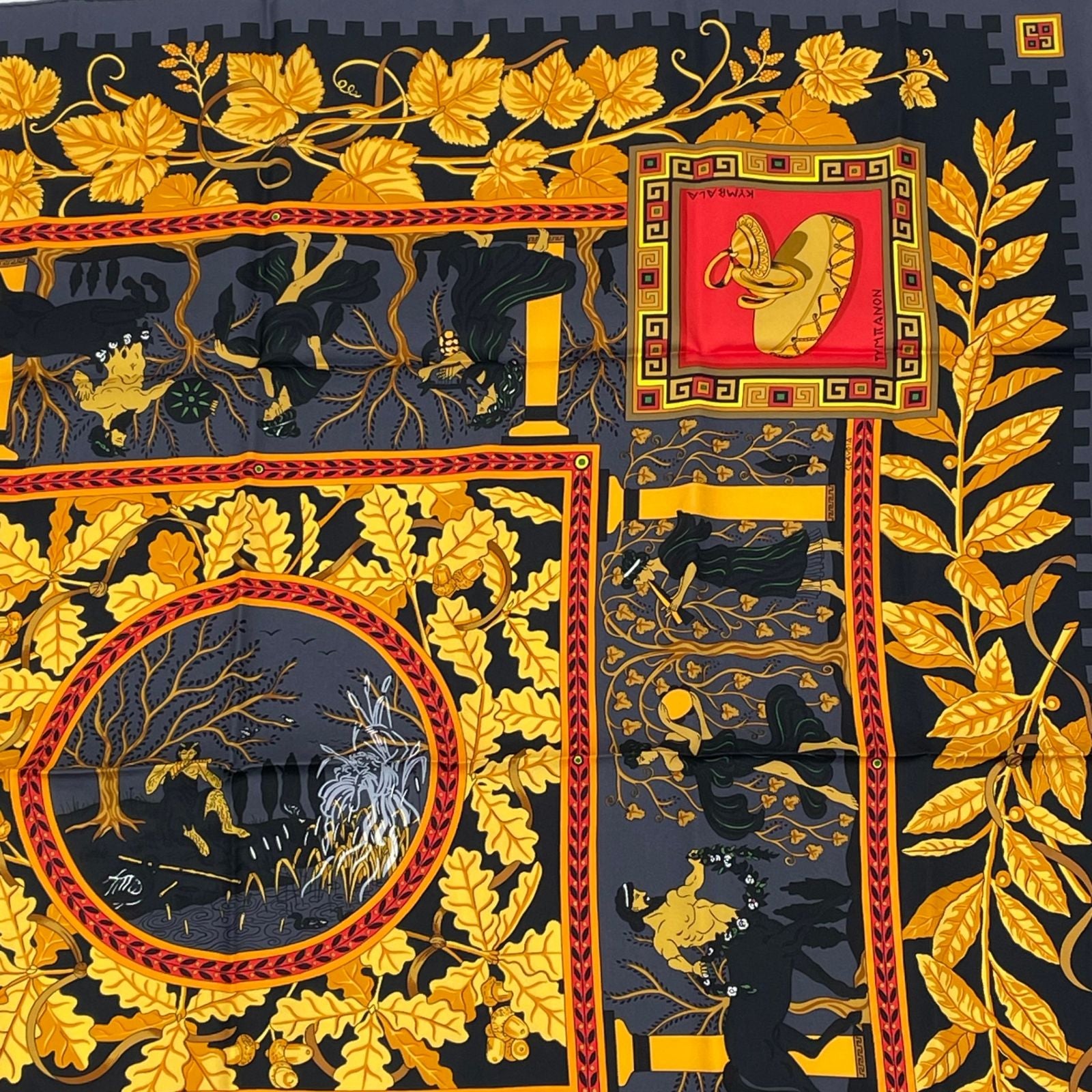 Hermes Carre 90 Musique Des Dieux Music of the Gods Scarf Silk Black — view 3