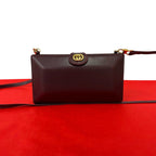 Gucci Vintage GG Logo Leather Mini Shoulder Bag Crossbody Pochette Wine