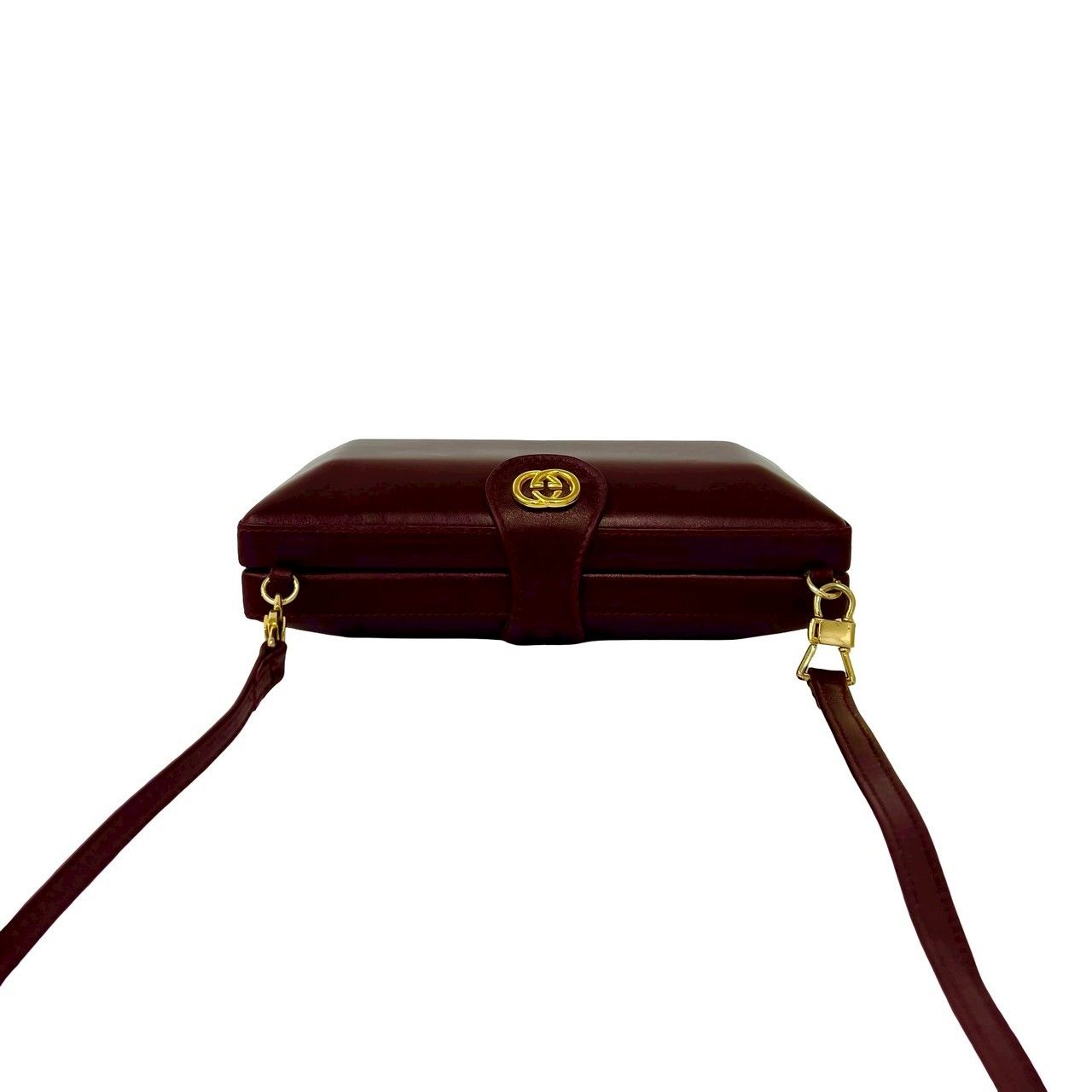 Gucci Vintage GG Logo Leather Mini Shoulder Bag Crossbody Pochette Wine — view 4
