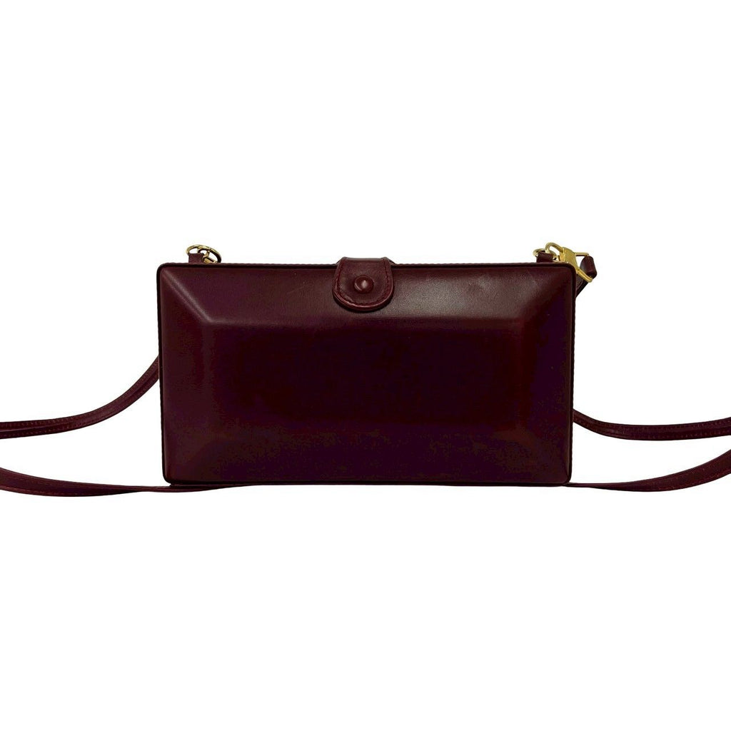 Gucci Vintage GG Logo Leather Mini Shoulder Bag Crossbody Pochette Wine — view 3