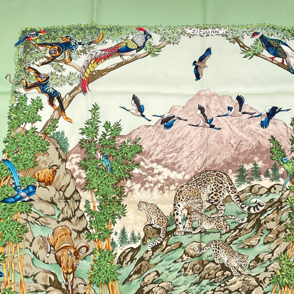 Hermes Carre 90 Sichuan Silk Scarf Green — view 3