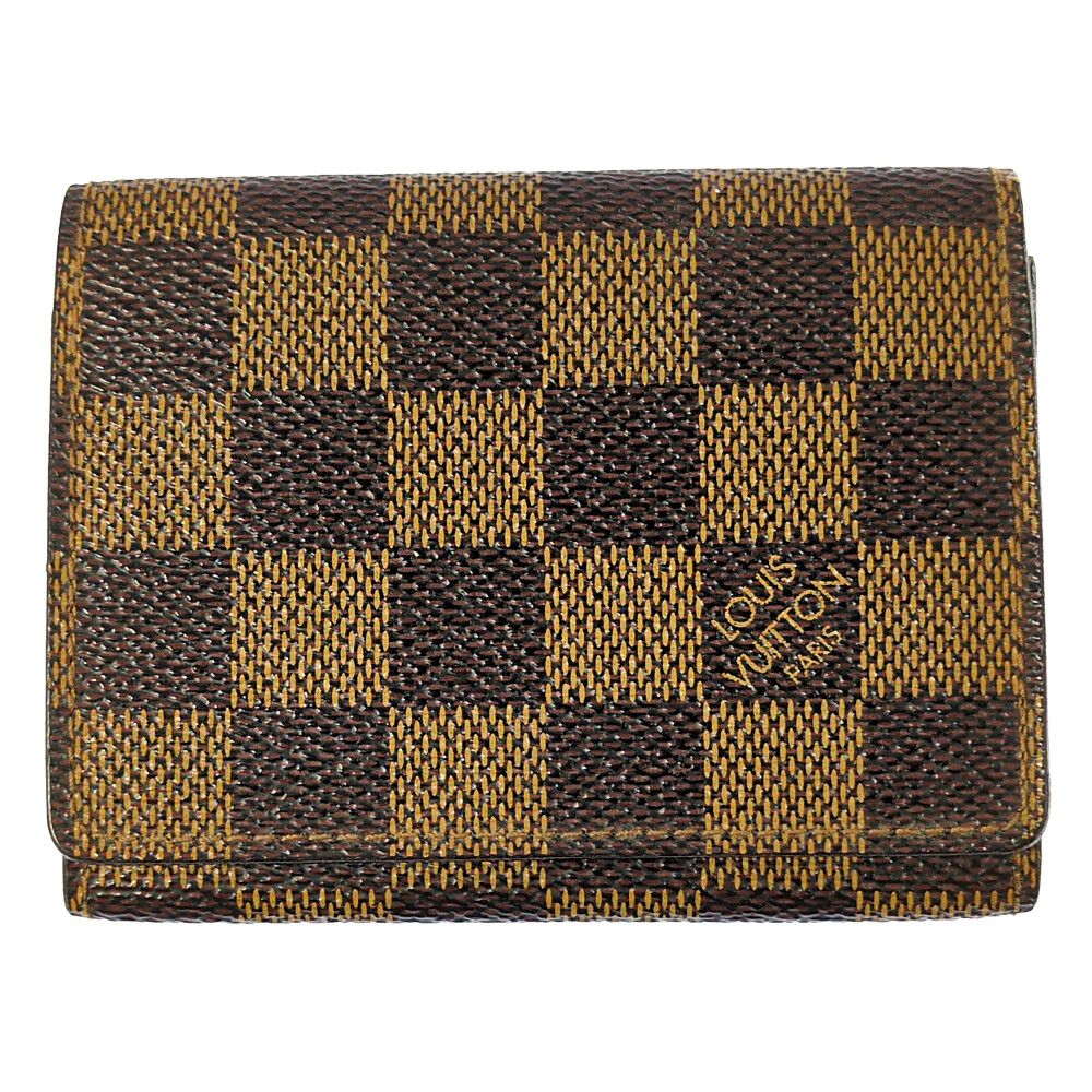 Louis Vuitton Damier Ebene Enveloppe Business Card Holder / ID Case Brown