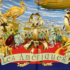 Hermes Carre 90 Scarf les Ameriques Americas Columbus Silk Navy Multicolor — view 8