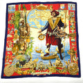Hermes Carre 90 Scarf Les Ameriques Americas Columbus Silk Navy Multicolor