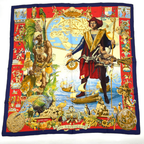Hermes Carre 90 Scarf les Ameriques Americas Columbus Silk Navy Multicolor