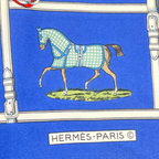 Hermes Silk 48 Horses in the Paddock Scarf Blue — view 6