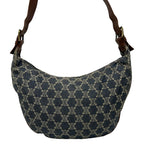 Celine Shoulder Bag Macadam Bag Navy Brown Studs 2-Way Denim Leather — view 3