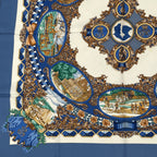Hermes Carre 90 L'entente Cordiale Franco British Alliance Blue Multicolor