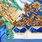 Hermes Carre 90 L'entente Cordiale Franco British Alliance Blue Multicolor