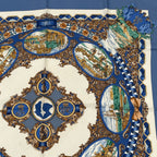 Hermes Carre 90 L'entente Cordiale Franco British Alliance Blue Multicolor