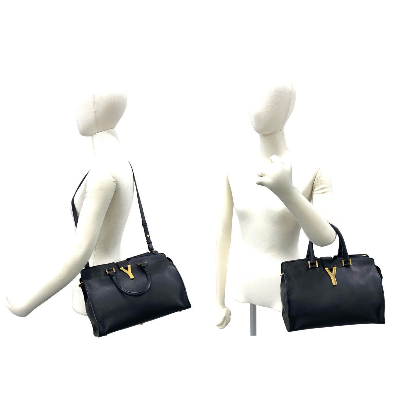 Saint Laurent Paris Petit Cabas Leather 2-Way Shoulder Bag Black — view 2