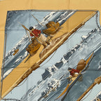 Hermes Carre 90 Gronland Green Land Eskimo Dog Sled Silk Scarf Yellow