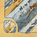 Hermes Carre 90 Gronland Green Land Eskimo Dog Sled Silk Scarf Yellow