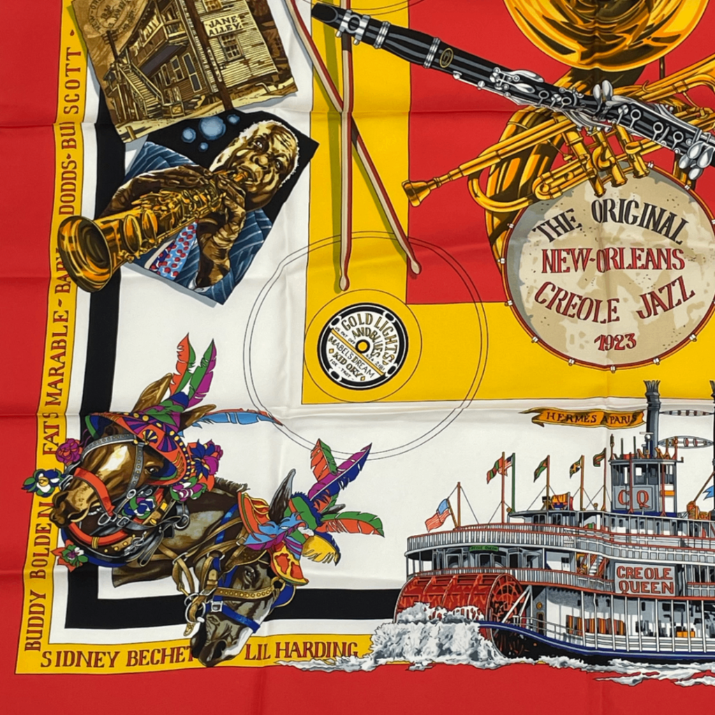 Hermes Scarf Carre 90 Silk the Original New Orleans Creole Jazz — view 4