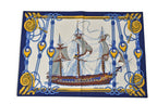 Hermes Table Linen Placemat Kitchen Cloth Classic Sailing Vintage Blue Multi