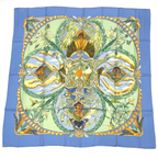 Hermes Scarf Carre 90 Amazonia Silk 100% Blue