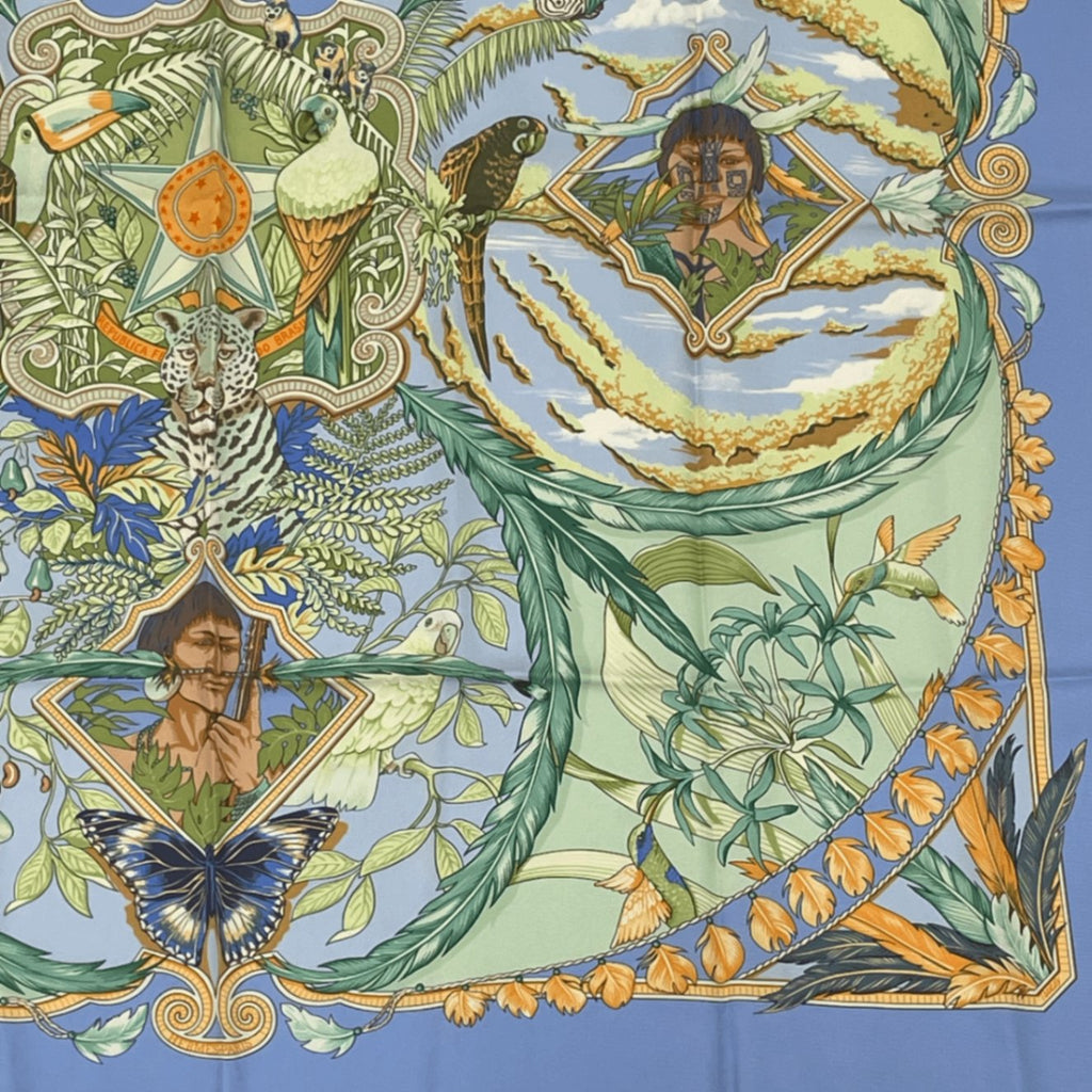 Hermes Scarf Carre 90 Amazonia Silk 100% Blue