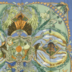 Hermes Scarf Carre 90 Amazonia Silk 100% Blue
