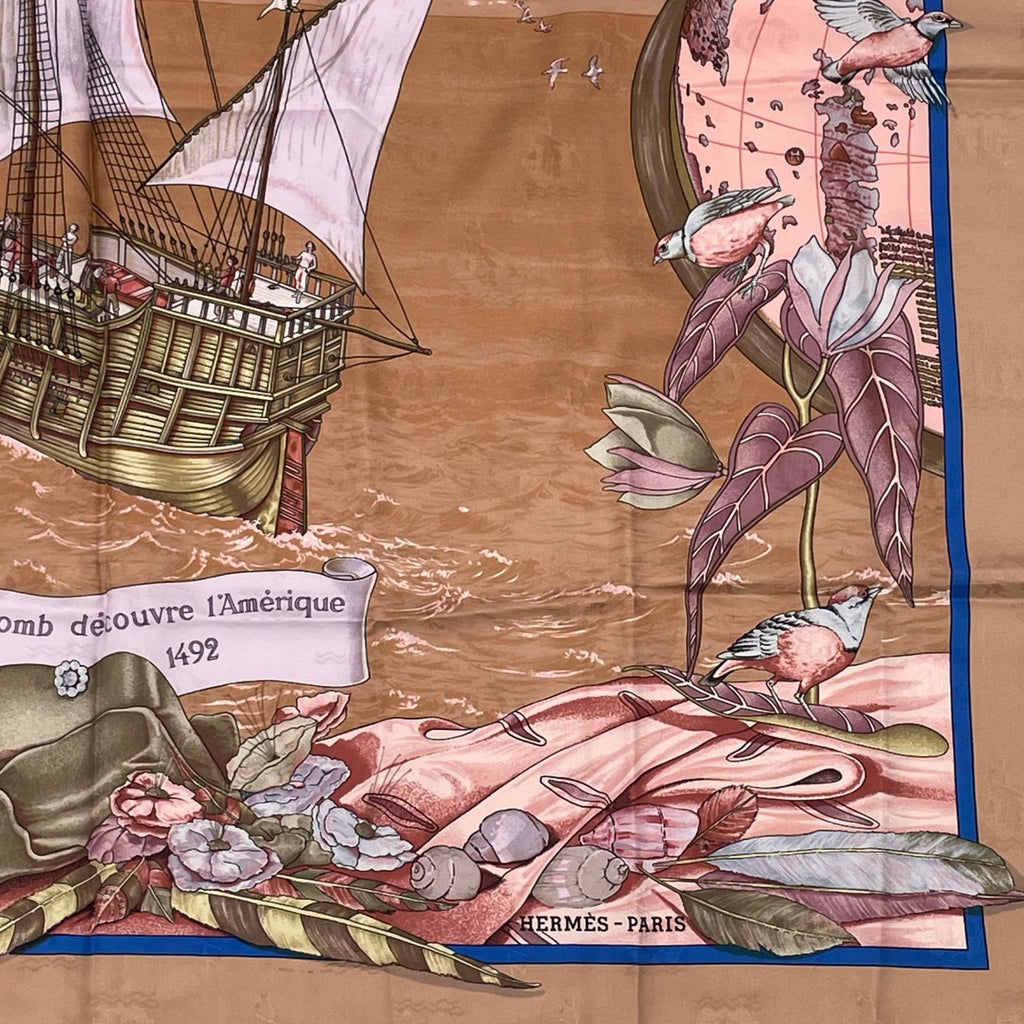 Hermes Scarf Carre 90 Silk Christophe Colomb Decouvre 1 Amerique 12 Octobre — view 5