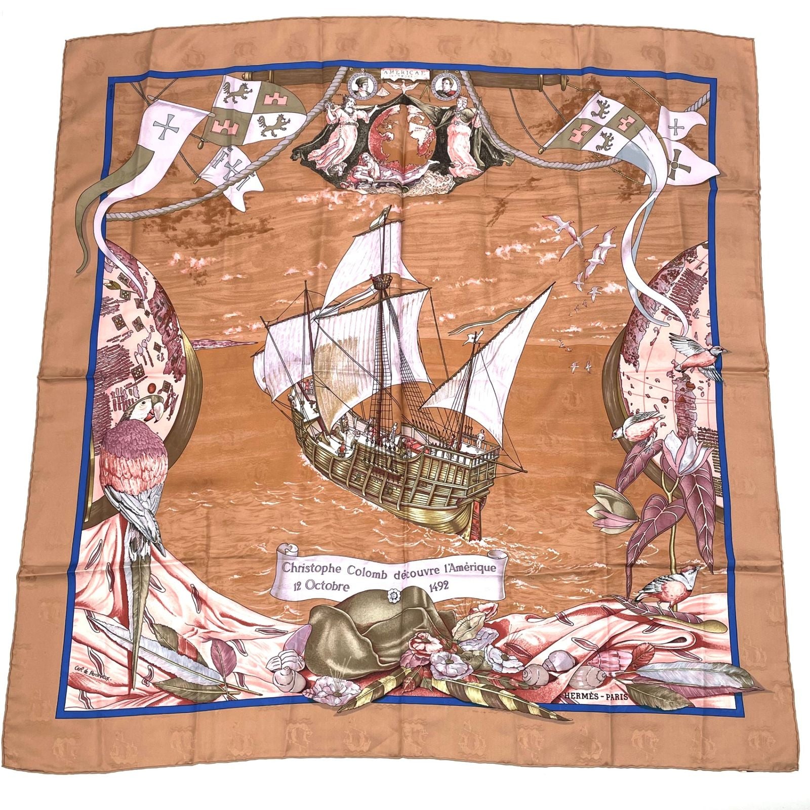 Hermes Scarf Carre 90 Silk Christophe Colomb Decouvre 1 Amerique 12 Octobre
