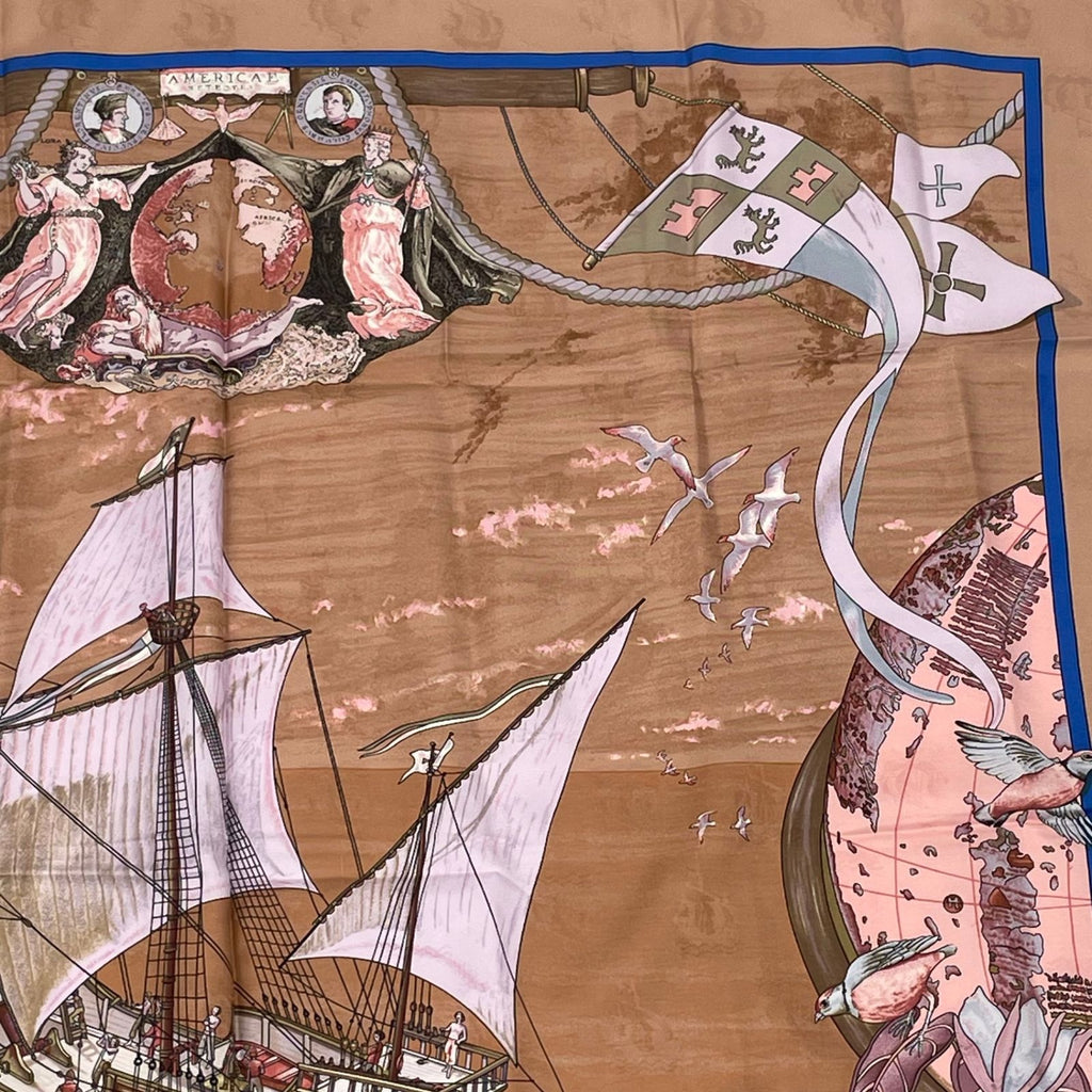 Hermes Scarf Carre 90 Silk Christophe Colomb Decouvre 1 Amerique 12 Octobre — view 3
