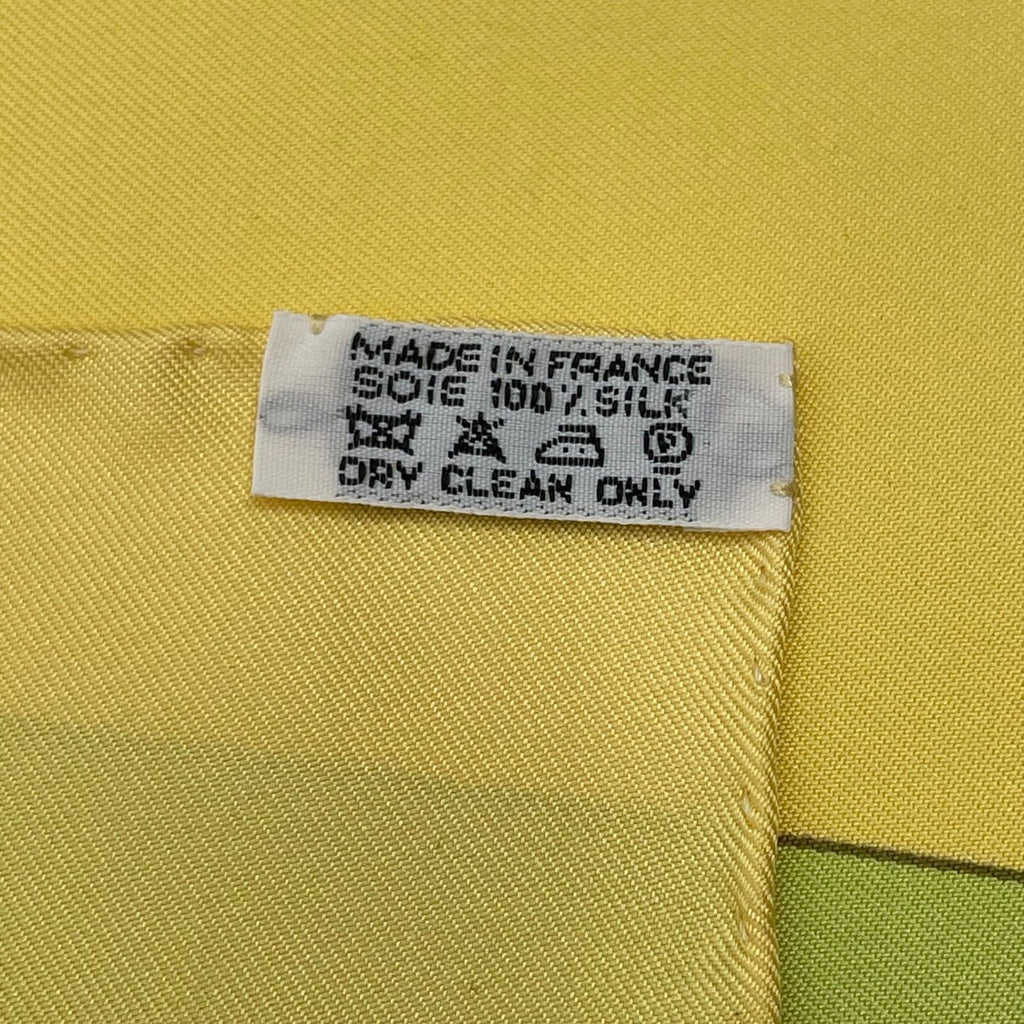 Hermes Carre 90 Scarf Linares Animal Bird Pattern Camo Yellow — view 8