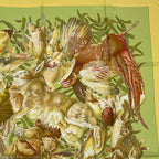 Hermes Carre 90 Scarf Linares Animal Bird Pattern Camo Yellow — view 3