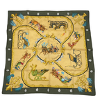 Hermes Carre 90 Plumes Et Grelots Feathers and Bells Scarf Silk Yellow Green