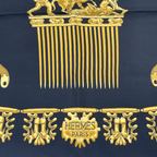 Hermes Carre 90 les Cavaliers D'or Yellow Gold Knight Scarf Silk Black — view 6