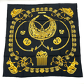 Hermes Carre 90 les Cavaliers D'or Yellow Gold Knight Scarf Silk Black