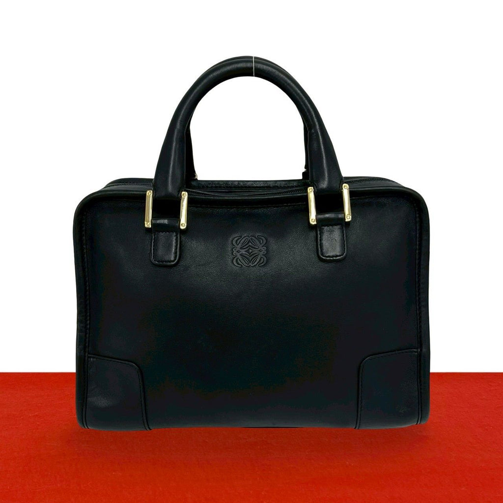 Loewe Vintage Amazona 28 Anagram Logo Leather Mini Boston Bag Black