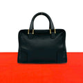 Loewe Vintage Amazona 28 Anagram Logo Embossed Leather Mini Boston Bag Black