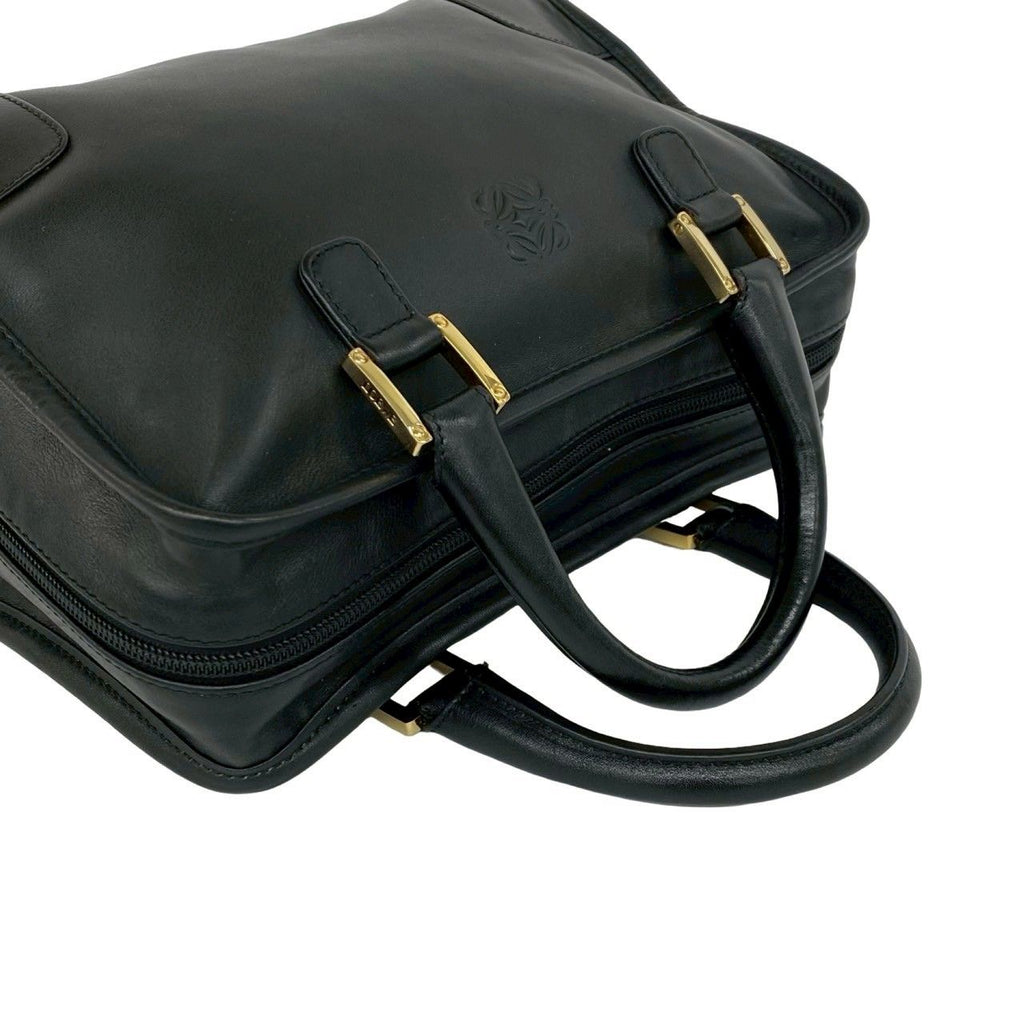 Loewe Vintage Amazona 28 Anagram Logo Embossed Leather Mini Boston Bag Black — view 4