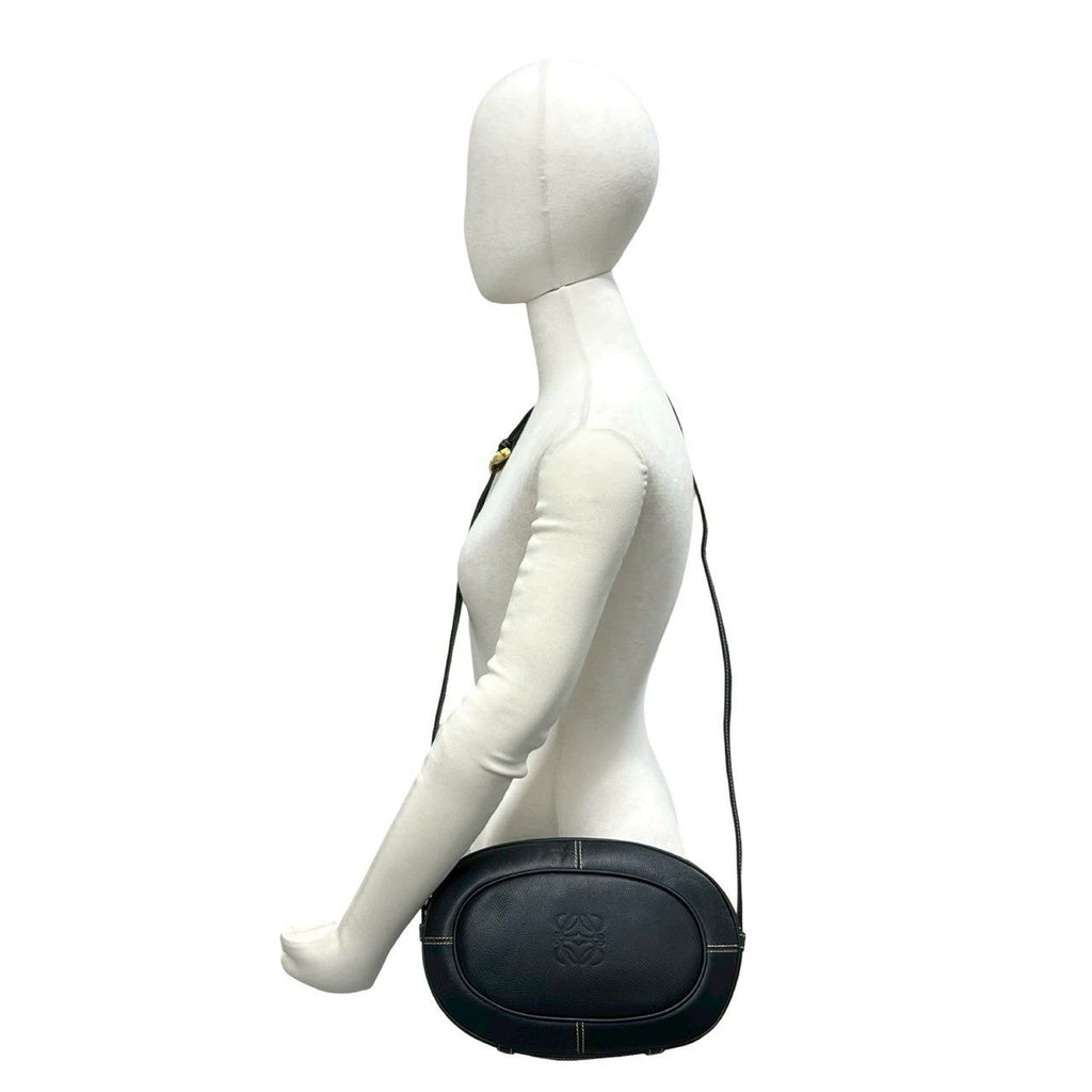 Loewe Vintage Anagram Logo Leather Mini Shoulder Bag Pochette Black — view 2