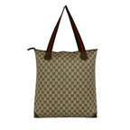 Gucci Vintage Sherry Line GG Logo Pattern Leather Tote Brown — view 3