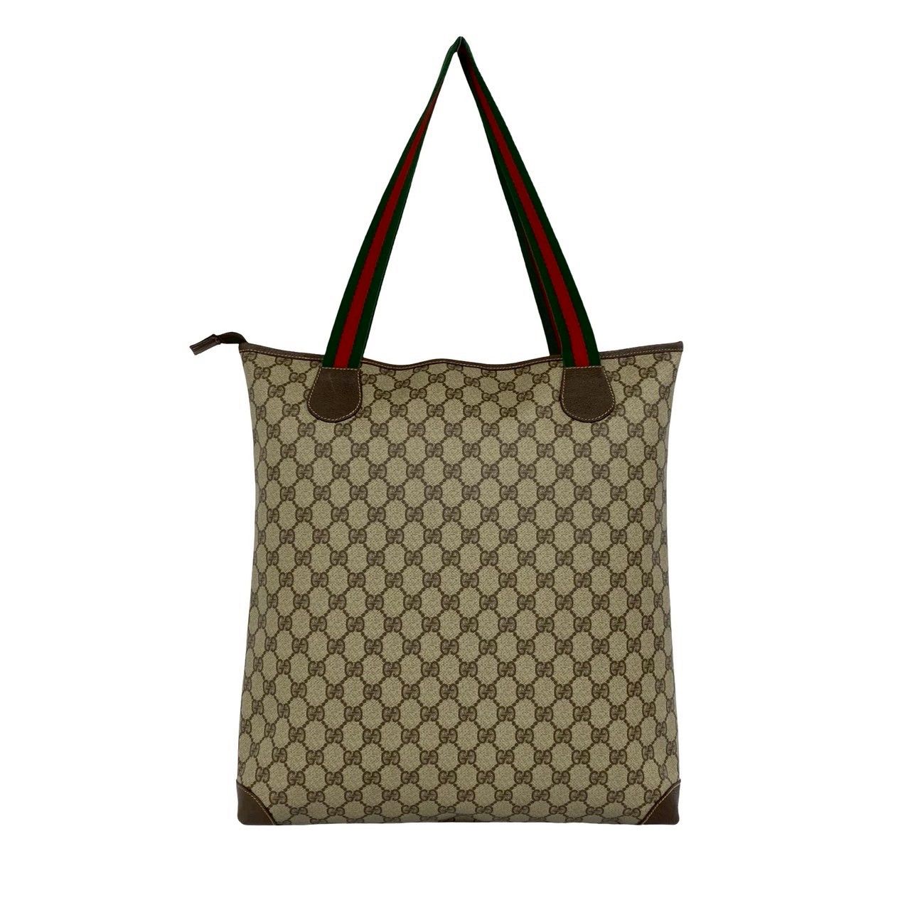 Gucci Vintage Sherry Line GG Logo Pattern Leather Tote Brown — view 3