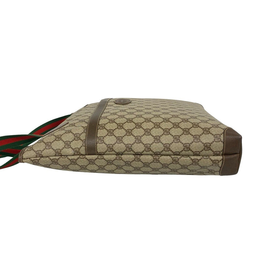 Gucci Vintage Sherry Line GG Logo Pattern Leather Tote Brown — view 5